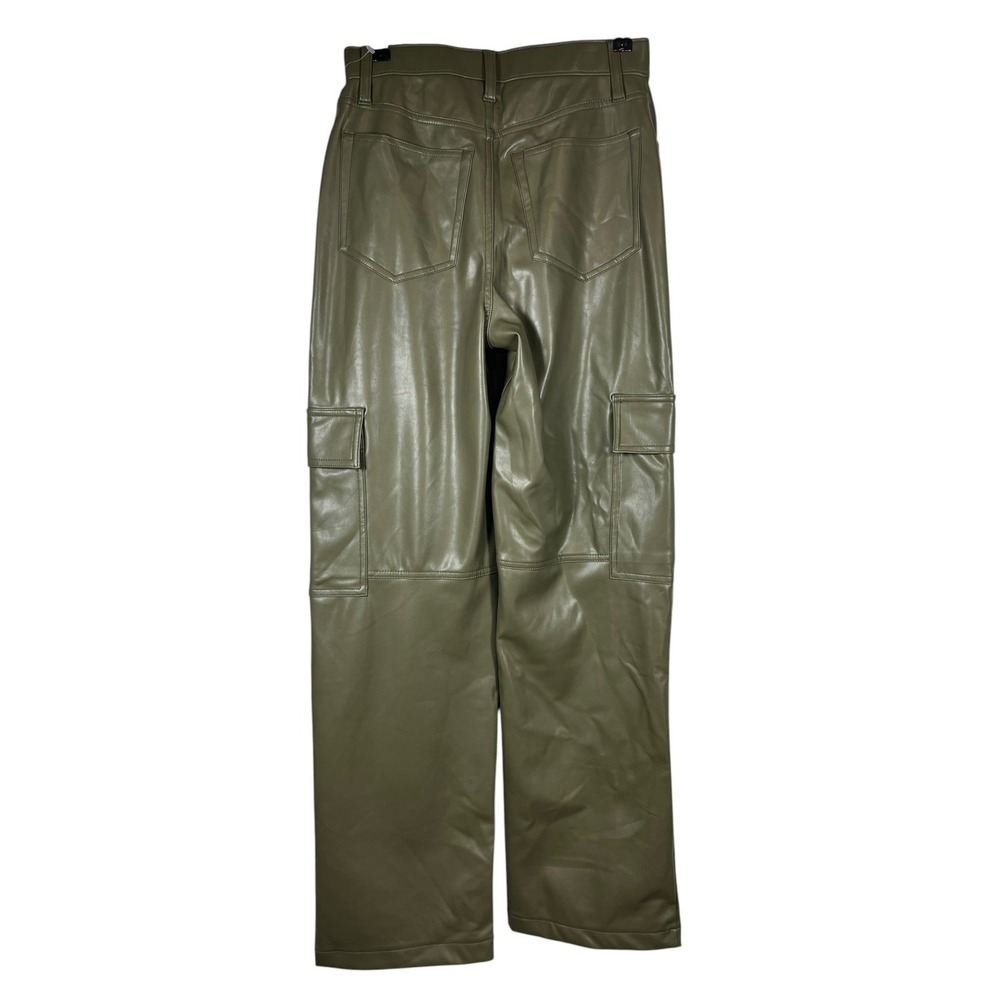 Abercrombie & Fitch Sz 2/26 Pants Olive Green Cargo Faux Leather 90s Relaxed - Picture 4 of 12